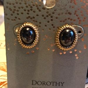 Gold & Black stone earrings